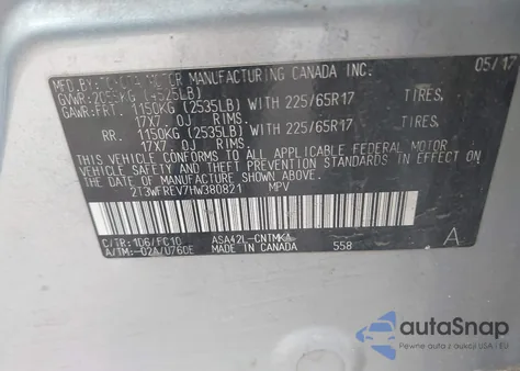 2017 Toyota Rav4 Xle from USA, damaged, VIN 2T3WFREV7HW380821